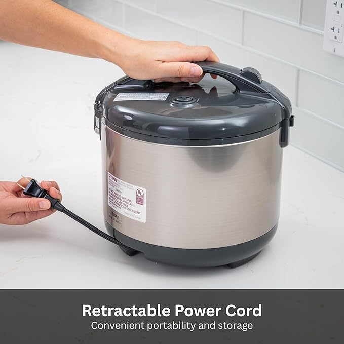 Tiger JNP-S10U-US 5.5 Cup Capacity White Rice Cooker with Non-Stick Inner Pot, Retractable Power Cord, and Keep Warm up to 12 hours (Urban Satin)