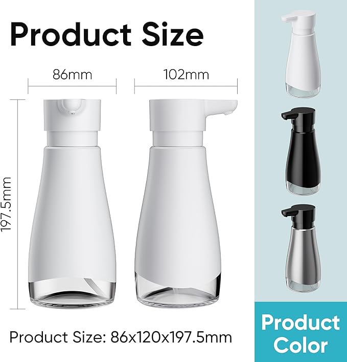 Oasis Creations 500 mL /17fl.oz Stainless Steel Liquid Soap Dispenser for Dish and Hand Soap - White - Refillable - Great for Kitchen Bathroom or Countertop