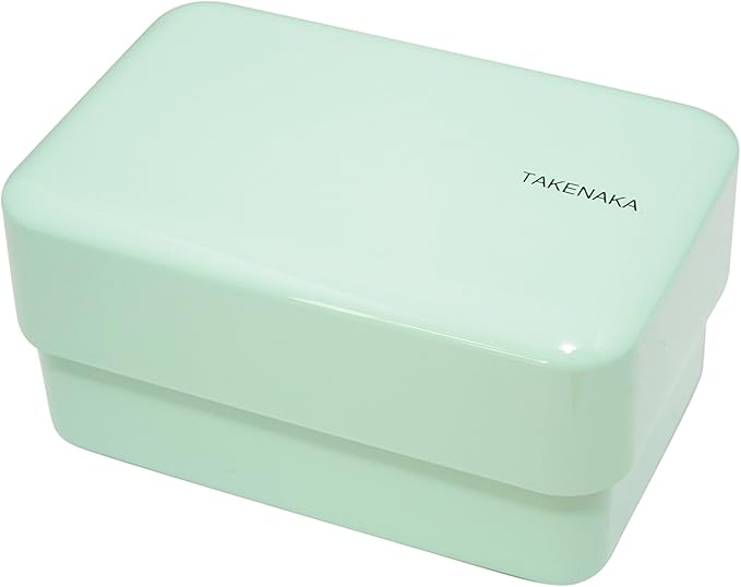 TAKENAKA Bento Nibble Box, Eco-Friendly Lunch Box Made in Japan, BPA and Reed Free, 100% Recycle Plastic Bottle Use, Microwave and Dishwasher Safe, Bento Box (Peppermint *Band: Cream)