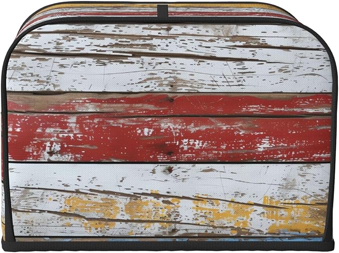 Multicolored Wood Stripes Covers for 4 Slice Toasters,Cute Country Bread Machine Cover with Handle,Washable Stain Resistant Kitchen Small Appliance Cover Dining Decor