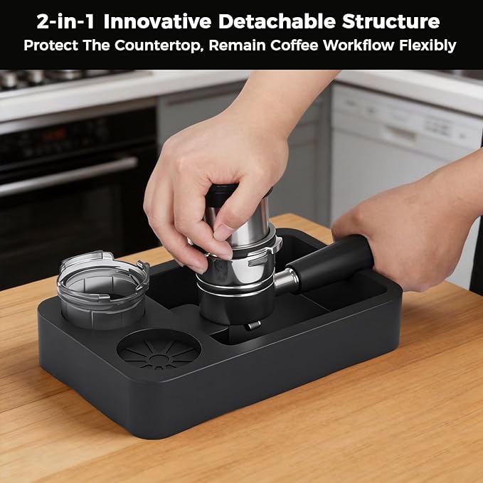 Silicone Coffee Mat for Ninja Luxe Espresso Machine ES601 – Large Anti-Slip Heat-Resistant Coffee Bar Mat for Ninja luxe Cafe Accessories and Most Home Espresso Machines with Convex Edge Inky