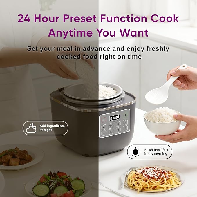 Carori 8-in-1 Electric Pressure Cooker, Compact 3 QT All-in-1 Multi-Cooker with Ceramic Pot, Saute, Slow Cook, Rice, Stew, Delay Start, Keep Warm & Safe Vent, Gray