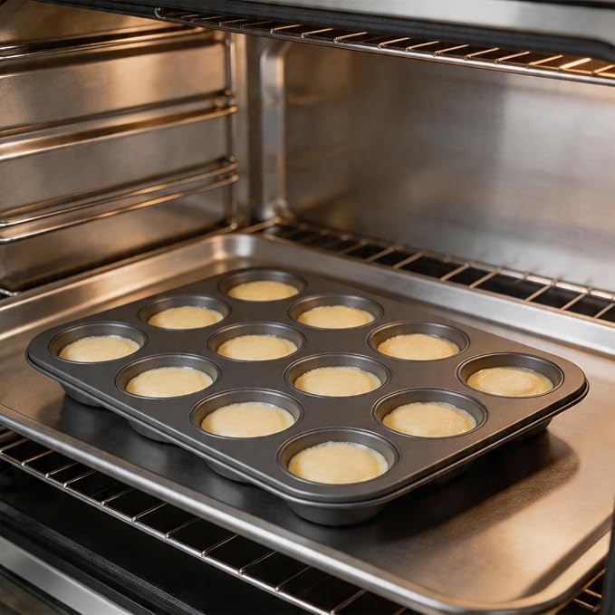 6 Pack 12 Cup Muffin Tin, Carbon Steel Muffin Baking Pan Nonstick Cupcake Pan for Muffins, Cupcakes and Pudding Baking