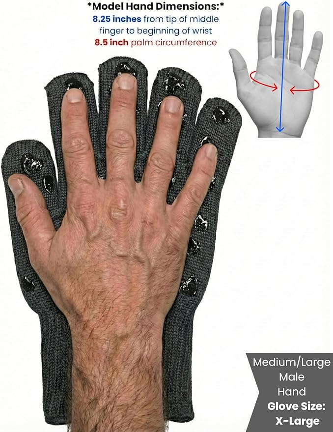 Oven Gloves with Fingers - 932°F Extreme Heat Proof and Cut Resistant Mitts for Kitchen, BBQ, Grill, Baking, Fire Pit - EN407 Certified with Non-Slip Silicone Grip and Cotton Lined for Comfort