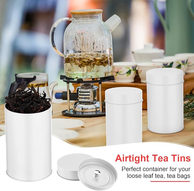 Zopeal 6 Pack Tea Tin Canister with Airtight Double Lids 16 oz Metal Round Tin Can Box with Lid Double Sealed Small Kitchen Container for Loose Tea Storage Coffee Sugar Candy Herbs and Spices