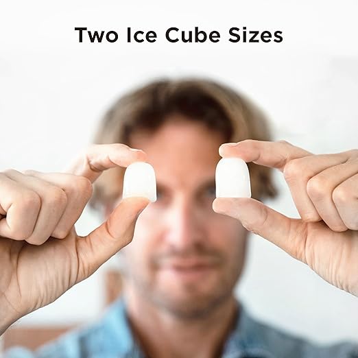 Countertop Ice Maker, 9 Cubes Ready in 6 Mins, 26lbs in 24Hrs, Self-Cleaning Ice Machine with Ice Scoop and Basket, 2 Sizes of Bullet Ice for Home Kitchen Office Bar Party, Black