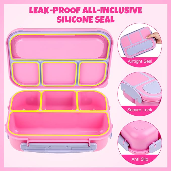 MaMix Bento Box Adult Lunch Box, Lunch Box Kids, Lunch Containers for Adults/Kids/Students,1300ML-4 Compartment Bento Box (purple)
