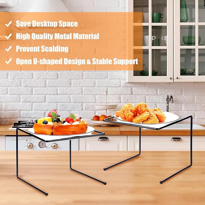 Mimorou 18 Pcs Black Metal Pizza Stand Pizza Rack Serving Tray Holder Tabletop Food Platter Tray Display Rack for Buffet Restaurant Home 9" L x 8" W x 6.5" H