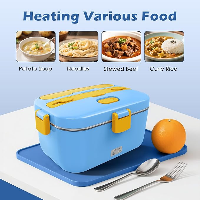 COZYEXPERT 100W Heated Lunch Boxes for Adults 12V 24V 110V-230V Electric Lunch Box Food Heater for Car/Truck Portable Food Heating Boxes with 1.8L 304 SS Containe