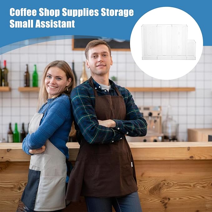 1 Pc 4 Compartments Acrylic Coffee Cup and Lid Storage Organizer Holder Disposable Paper Cup Dispenser Organizer Plastic Lid Holder Accessories for Kitchen Bar Shop Party Supplies, Transparent