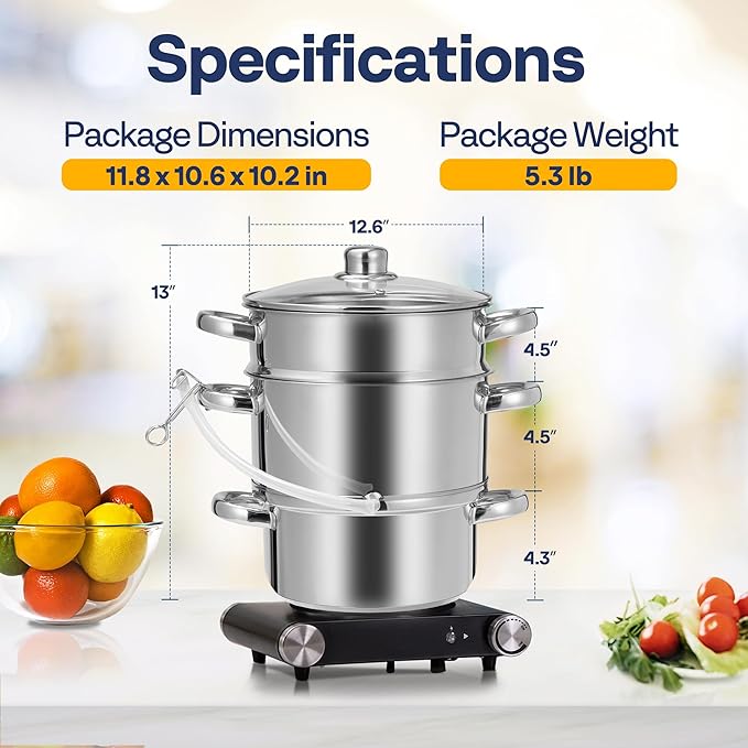 VIVOHOME Stainless Steel Juice Steamer Extractor 5 Qt with Tempered Glass Lid, VIVOHOME 6 in 1 Multifunctional Stand Mixer with 8.5 Quart Stainless Steel Bowl