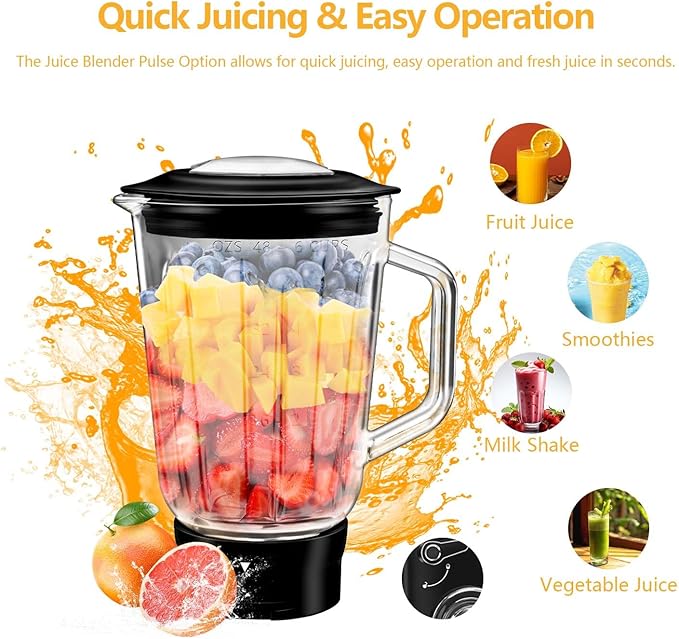 Multifunctional Stand Mixer, 6 in 1 Stand Mixer, 6.3Qt Tilt-head, Standing Mixer with Stainless Steel Bowl, Meat Grinder, Juice Blender, for professional Baking and Most Home Cooks, Black