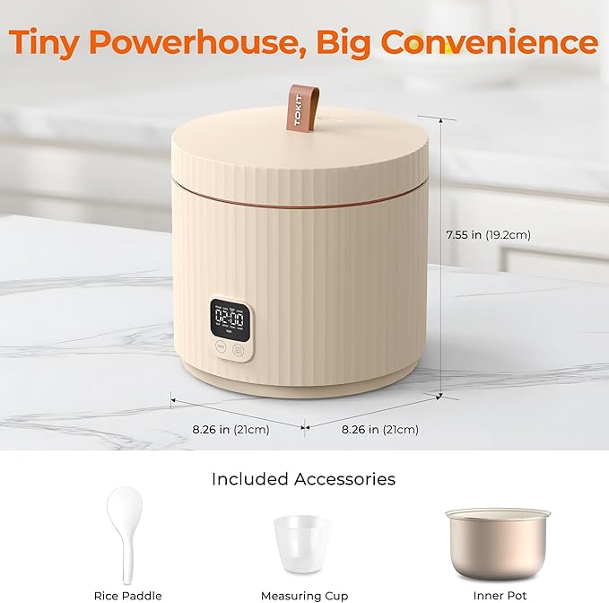 Compact Mini Rice Cooker Small Kitchen 3-Cup (Uncooked) / 6-Cup (Cooked), Non Stick Ceramic Inner Pot Rice Maker, 24H Timer Delay, Auto Keep Warm, 8 Functions Multicooker For Brown Rice, Steam, Soup