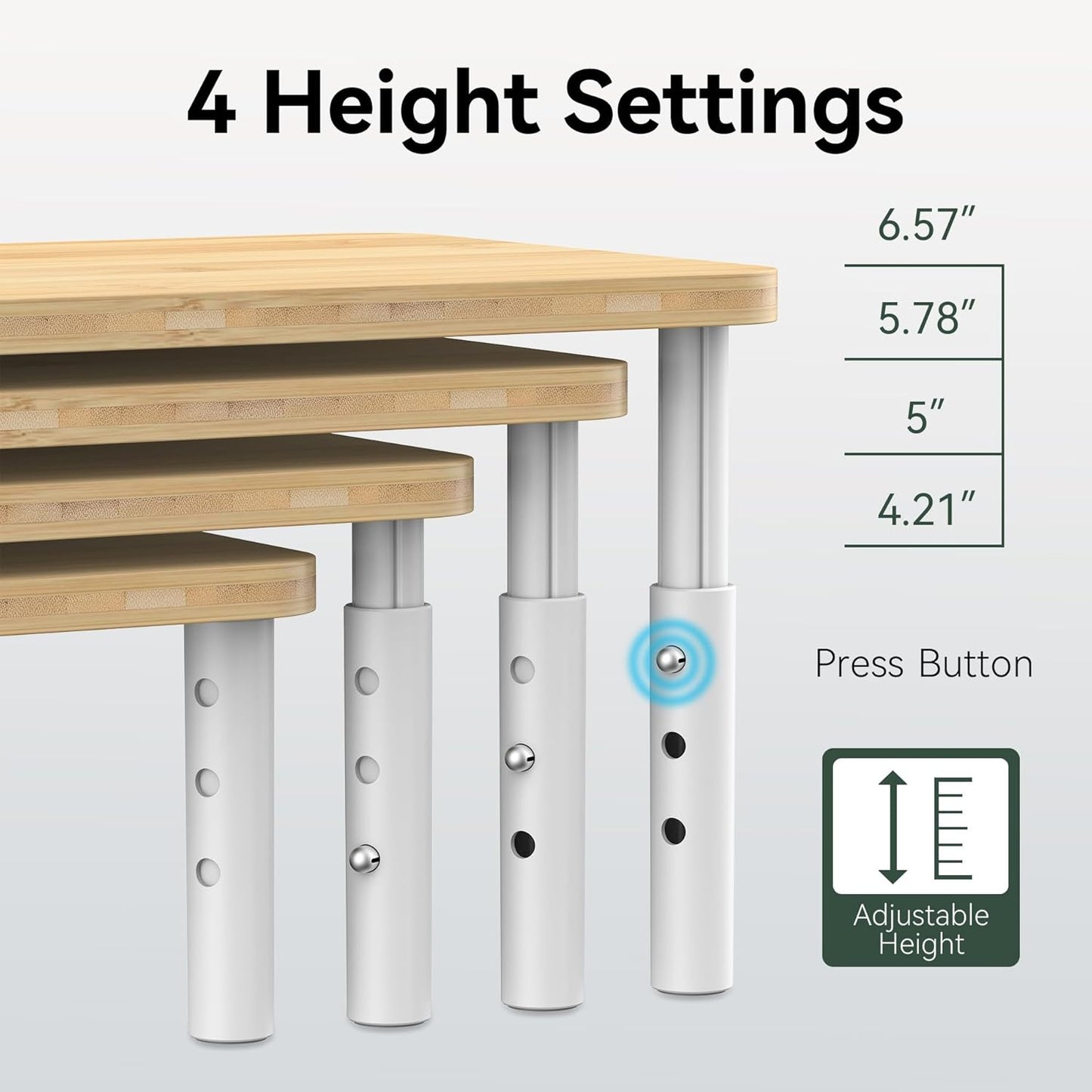 Cabinet Organizer Shelf, Spice Rack Set of 2 Kitchen Pantry Cupboard Shelves, Stackable, Height Adjustable, Natural Bamboo (15.6" Wx77.Dx6.57 H per Pack)
