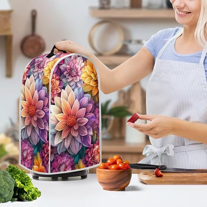 Bright Blossoms Dust Cover for Coffee Maker Boho Mandala Floral Kitchen Blender Cover Bread Maker Toaster Oven Dustproof Protector Covers