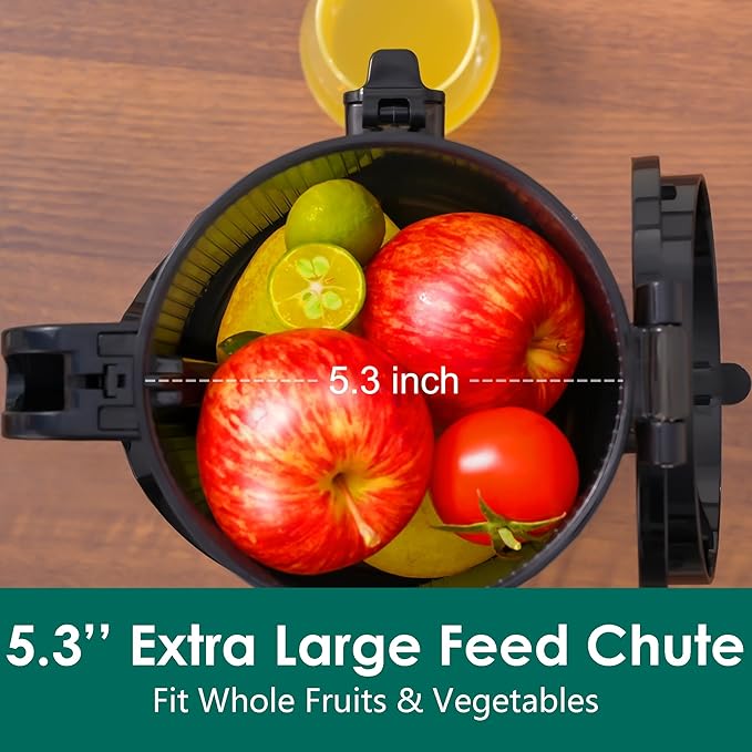 Cold Press Juicer Machines,Fretta Juicer Machines with PCTG Material from the USA,5.3" Extra Large Feed Chute Fit Whole Fruits & Vegetables,Truly BPA-Free,Easy to Clean,250W (Red, 1.8L)