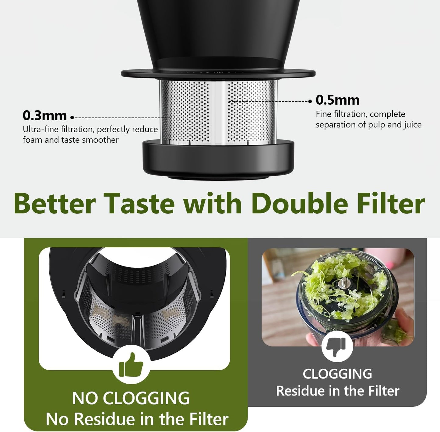Slow Juicer Carrot Ginger, 250W Cold Press Juicer Machine BAP Free, Easy To Clean High Yield Juicer Extractor with Grinding Function, Dishwasher Safe Masticating Juicer for Hard Vegetable and Fruit