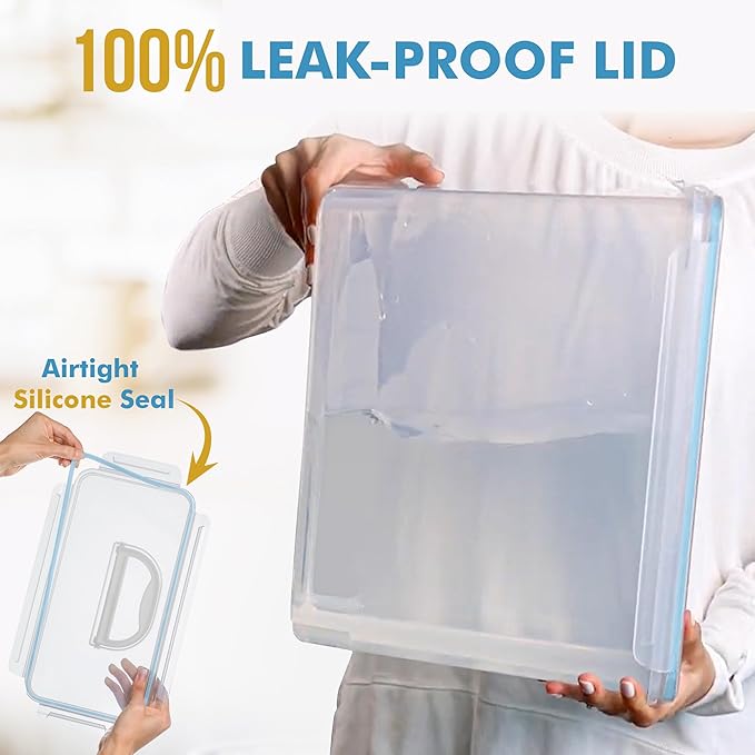 Shazo 2 PC (11L | 372 oz) Flour Sugar Storage Containers with Easy Carry Handle - Plastic Extra Large Food Storage Containers with Lids for Rice Cereal, BPA Free & Airtight Kitchen Pantry Organization