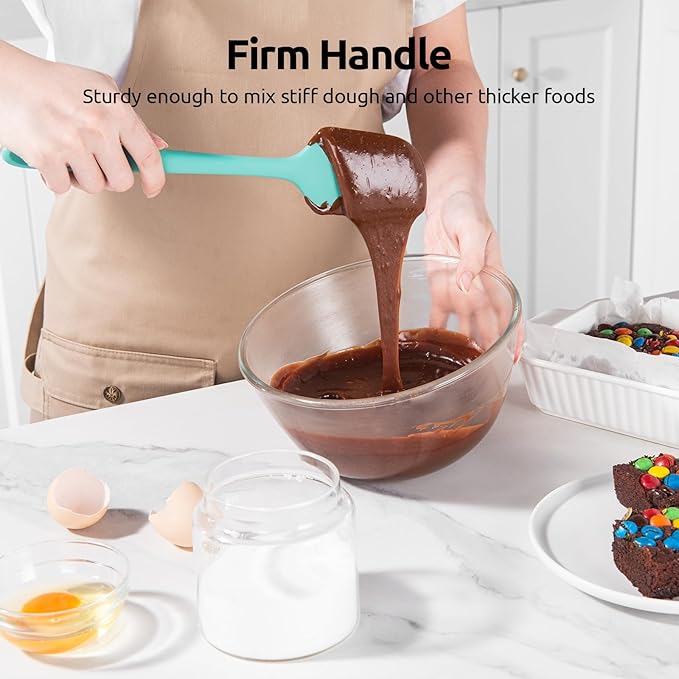 U-Taste 600ºF Heat Resistant BPA Free Silicone Spatula Set of 4 (Colorful), and 18/8 Stainless Steel 10in Extra Long Coffee Scoop Set of 2, 1&2Tbsp(15&30ml)