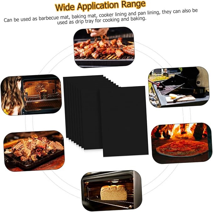 Alipis 9pcs Non-stick Oven Liners and Grill Mats High-temperature Resistant Cooking Mats for Even Heating Reusable Baking