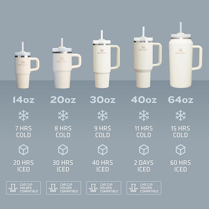 STANLEY Quencher H2.0 Tumbler with Handle and Straw 14 oz | Flowstate 3-Position Lid | Cup Holder Compatible for Travel | Insulated Stainless Steel Cup | BPA-Free | Meadow