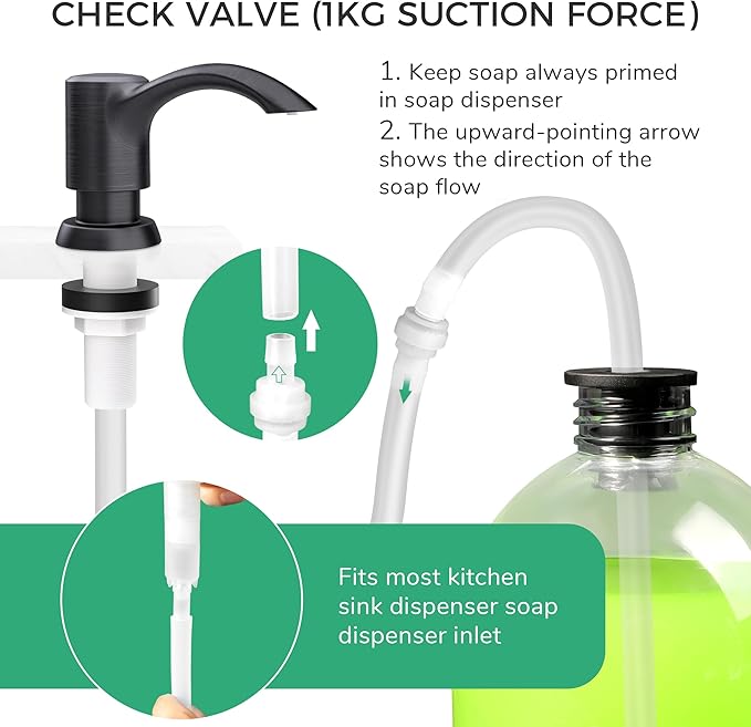 SAMODRA Built-in Kitchen Sink Soap Dispenser with Extension Tube Kit - Oil-Rubbed Bronze Finish, Leak-Proof Design, No Top Refill Required (39" Tube)