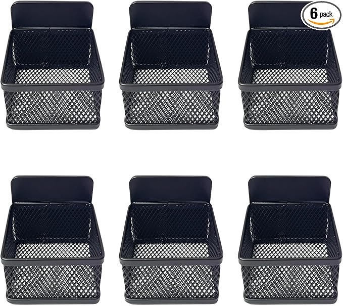 6 Pcs Magnetic Refrigerator Baskets, Metal Mesh Fridge Organizers, Space-Saving Kitchen Storage for Snacks, Condiments, Small Items
