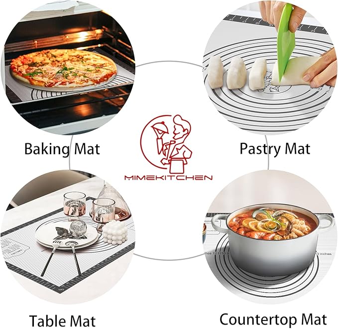 Non Stick Silicone Pastry Mat for Dough Rolling, Silicone Mat for Baking Pizza, Macaron, Pie Crust Pizza and Cookies Large Silicone Fondant Mat, Silicone Macaron Baking Mat