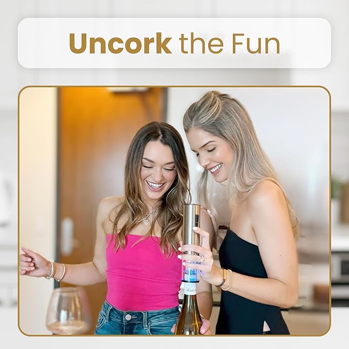 GrapeVibeEssentials 5-in-1 Electric Wine Opener gift Set – Rechargeable Automatic Wine Bottle Opener with Charging Base, Foil Cutter, Aerator Pourer & Vacuum Stoppers