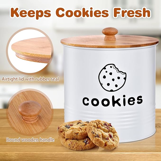 White Cookie Jars with Lids Airtight, 1.5 Gallons Cookie Tins, Large Cookie Jar for Kitchen Counter Decorative for Farmhouse, Christmas, and Gift Giving Cookie Storage Containers