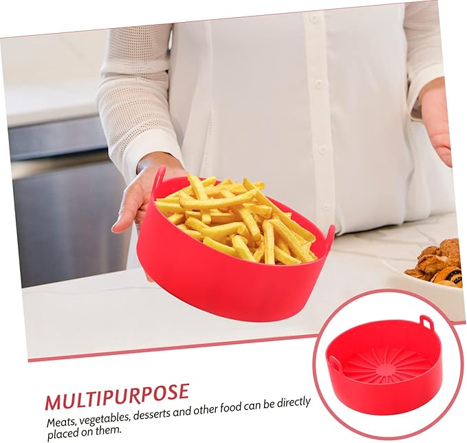 Air Fryer Silicone Liners Pan Liner Air Fryer Accessory Easy to Remove Non-stick Red