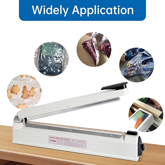 Impulse Heat Sealer with Seal bar, Heavy-Duty Bag Sealing & Cutting Machine, 2 Extra Replacements（Orange, 8inch）