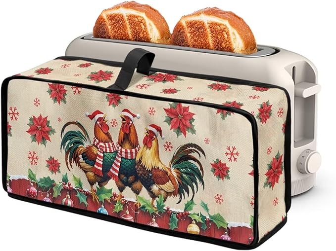 Christmas Toaster Cover 2 Slice Chicken Pattern Cover for 2 Slice Slim Toaster Water-Resistant Dust Covers for Kitchen Appliances, Machine Washable