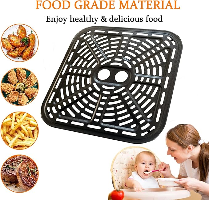 6.8QT Square Air Fryer Crisper Plate for COSORI Pro III Dual Blaze Air Fryers, Upgraded Air Fryer Grill Pan Plate Crisper Tray Griller Rack Grate Grid Insert Pan for 6.8QT COSORI Air Fryer
