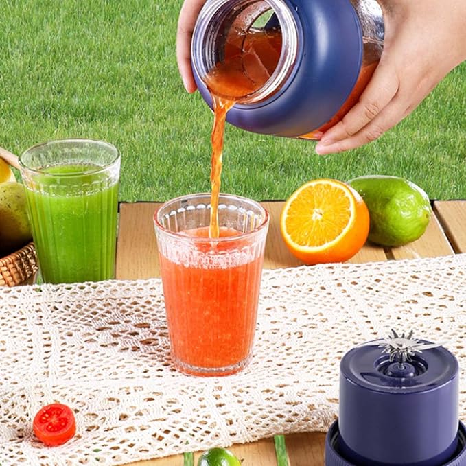 Portable Electric Juicer Cup with Zero Cord Hassle,Wireless Personal Juicer Cup USB Rechargeable Blender,38-Blades,Quiet Operation, Leakproof Lid,40 Seconds,for Shakes and Smoothies (Blue-45 Oz)