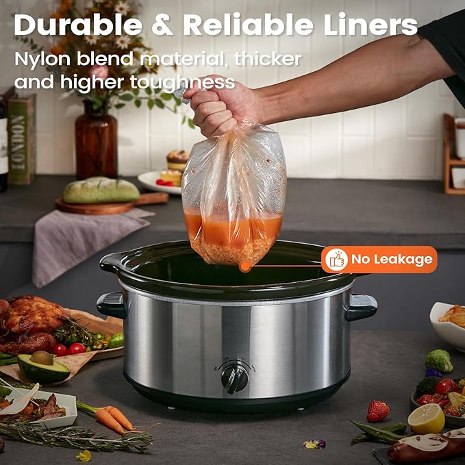 Slow Cooker Liners, Hotensil 13"x 21" 30 Count Cooking Bags Large Size Disposable Pot Liner, Fit 3QT to 8.5QT for Slow Cooker Cooking Trays, Multi-Purpose Durable Liners Plastic Bags, BPA Free