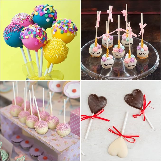 500Pcs 6 Inch White Paper Lollipop Sticks, Paper Sucker Sticks, Cake Pop Stick for Cake Toppers, Chocolate,Cookie,Rainbow Candy