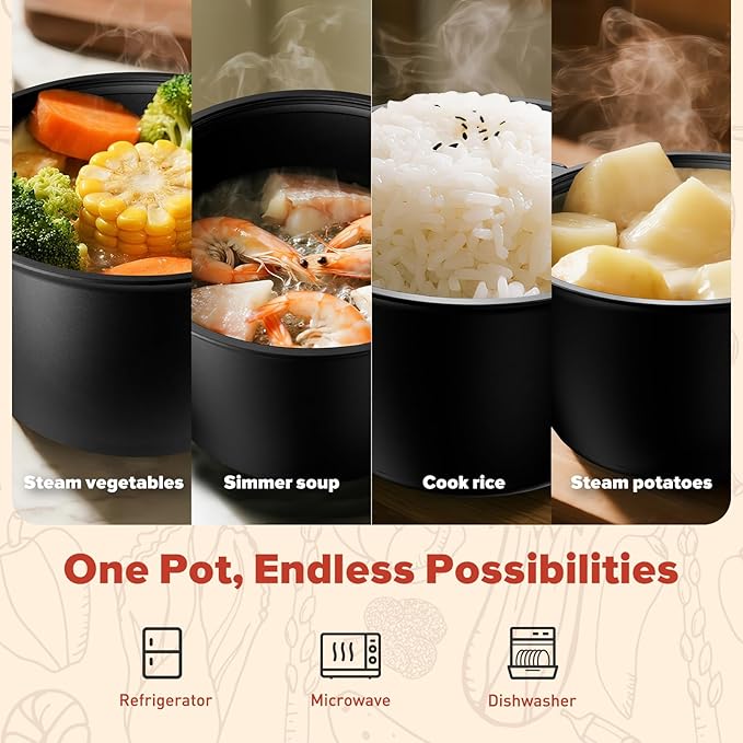 Small Microwave Cookware Steamer 1 Quart - AJXX Micro Cookware Vegetable Steamer for Cooking, Microwave Cooker with Food Container, Removable Filter and Lockab - BPA Free, Dishwasher Safe
