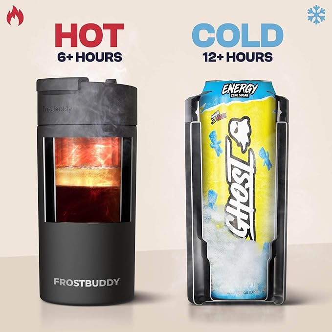 Frost Buddy Universal Can Cooler - Fits all - Stainless Steel Can Cooler for 12 oz & 16 oz Regular or Slim Cans & Bottles - Stainless Steel (Party Peeps)
