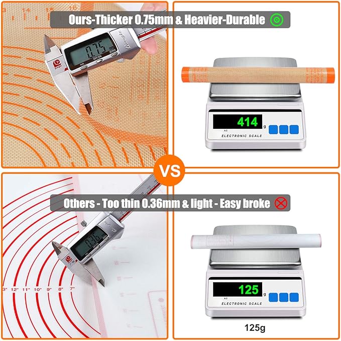 Silicone Pastry Mat 34''By 26'' Nonstick Baking Mats Extra Large Counter Mat for Dough Rolling, Pastry, Pie Crust, Fondant, Cookies, Bread, Pasta, Pizza Mat