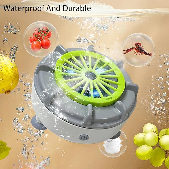 Efficient Portable Fruit and Vegetable Washers, Fruit and Vegetable Cleaning Machine, Electric Fruit Cleaner for Washing Fruits, Vegetables, Grain, Meat, Water-Proof & Wireless Charging (B)