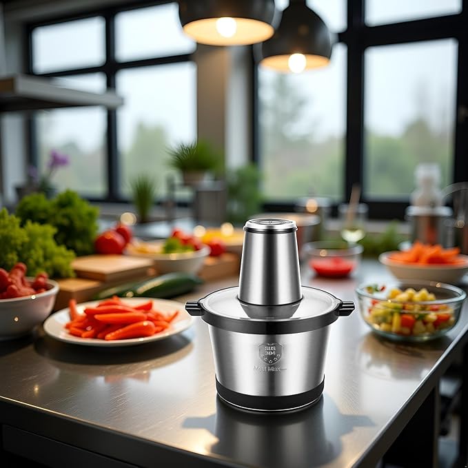 MEGAWISE Electric Food Processor, 1000W Meat Grinder & Vegetable Chopper with 6L 304# Stainless Steel Bowl, Dual-Speed Food Chopper for Meat, Vegetables, Fruits, Nuts, and Baby Food