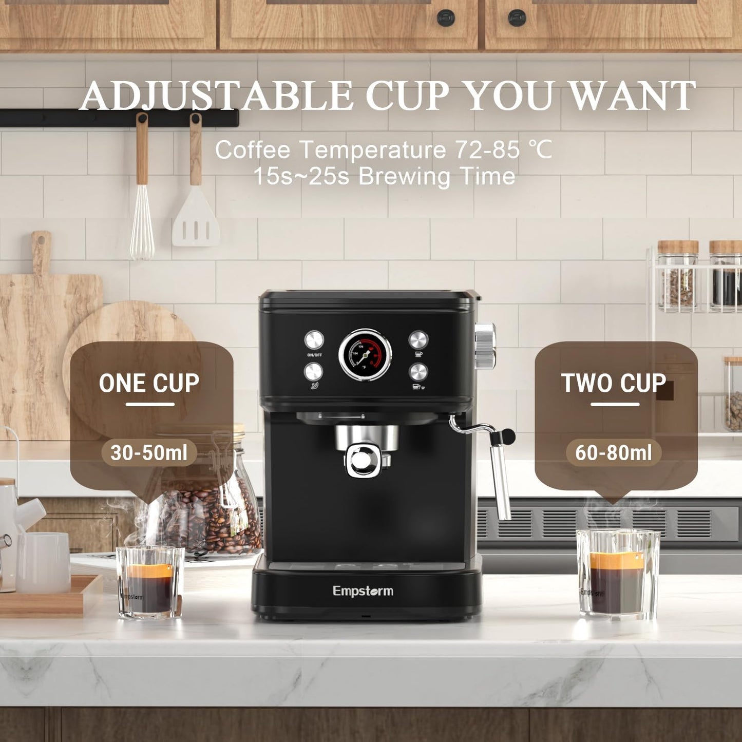 Espresso Machine Latte Coffee Makers 20 Bar, 2 IN 1 Professional Cappuccino Machine and Milk Frother Steam Wand Compatible for NS Original Capsules for Home Brewing - Black