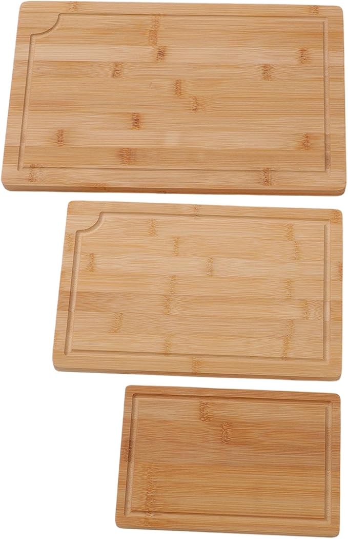 YUYTE 3pcs Wood Chopping Boards Set Smooth Cutting Boards with Grooves for Kitchen Slicing Dicing Serving