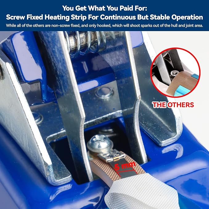 Sealer Pro - 16 inch Impulse Heat Sealer - 5mm Sealing Width - Manual Heat Sealer Machine for All Bags - Most Heavy Duty for Strong, Secure Sealing for Long Term Food Storage, Deep Blue