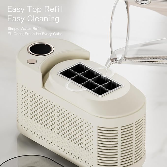 Countertop Ice Maker, Electric Ice Machine, 8 Cubes Ready in 10 Mins, Portable Ice Cube Maker with Car Power Cord, for Home & All Spaces, Clear & Large Ice Cubes,Purple