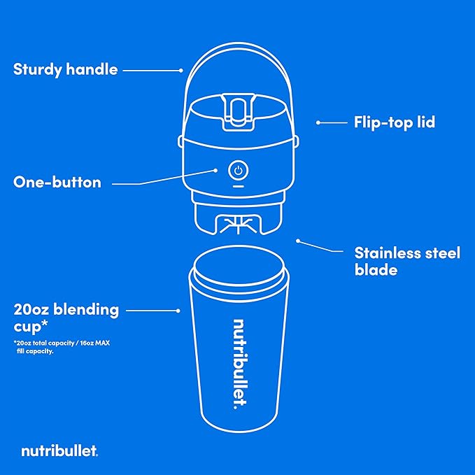 nutribullet Flip Portable Blender with Insulated Cup, White, NBPB50350AW