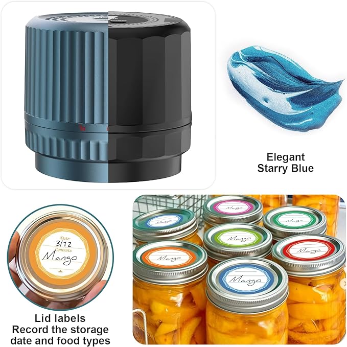 M12 Auto Stop Electric Mason Jar Vacuum Sealer - 2026 Upgrade Smart Jar Vacuum Sealer for Mason Jars with Wide and Regular 2500mAh Battery Portable Mason Jar Sealer Machine Kit