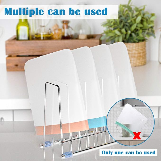 IDEATECH 2 Pack Reusable Storage Bags Rack, Drying Rack for Gallon/Sandwich/Snack Food Bags, Kitchen Stainless Stand for Silicone Baggies Dryer, File Organizer Desktop Storage Book Shelf (2*Sliver)