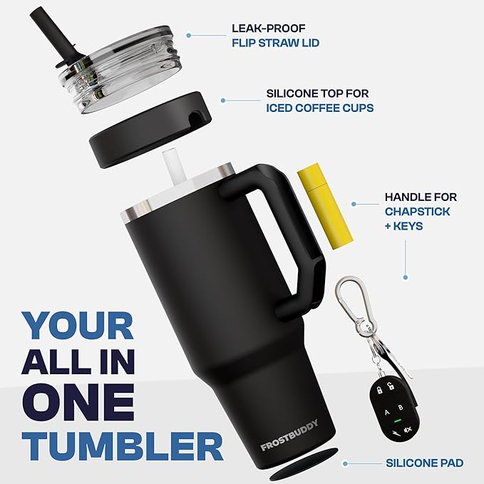 Thicc Buddy - 40 oz Stainless Steel Vacuum Insulated Tumbler with Lid and Straw for Water - Travel Mug Cupholder Friendly - Gifts for Women Men Him Her (Peachy Palm)